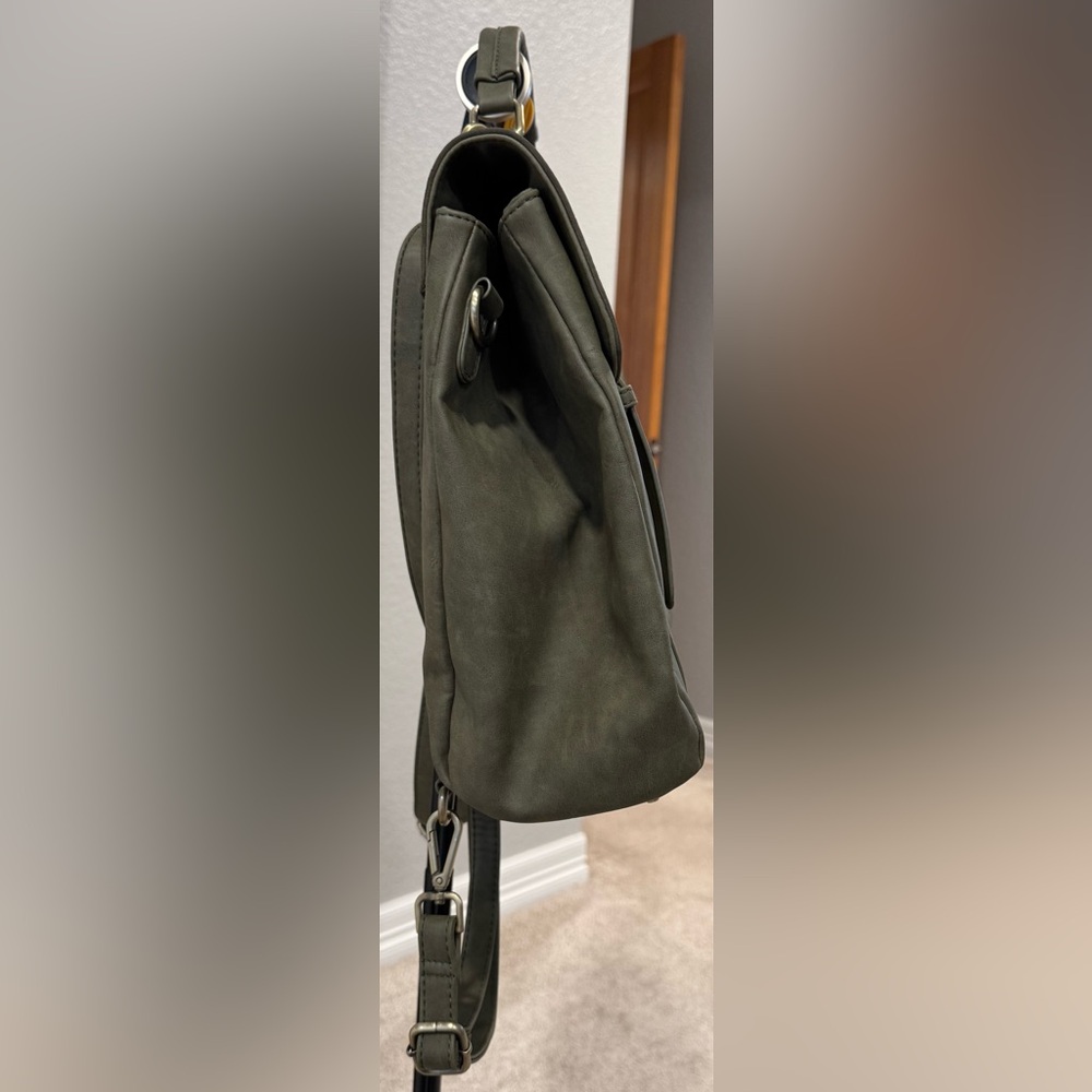Street Level Maxi Convertible Olive Green Backpack Purse - Picture 7 of 14